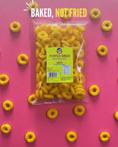 Snack First Baked Popped Ring Cheese(2) & Chitoz Cheese (2), Pack of 4, No Onion No Garlic, Jain, Puffed Snack, Corn Puffs, Healthy Snack, Namkeen, Each 80g — image 2