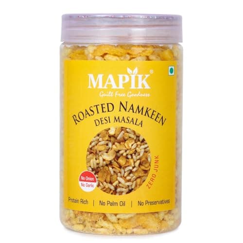 Mapik Roasted Namkeen Desi Masala for Family | Light & Crunchy Protein Snack | No Onion No Garlic | No Preservatives | Ideal for Weight Management | Cholesterol-Free | Perfect for Kids, Office & Tea Time Snack (150 gm each, Pack of 2)