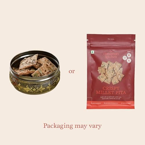 The Cinnamon Kitchen Mix Millet Pita Duo (100g) |High Protein |100% Gluten-Free & Baked Not Fried | No Maida, No Dairy, No Preservatives | Organic Ancient Grain Pita Chip | Healthy Cracker & Snack — image 4