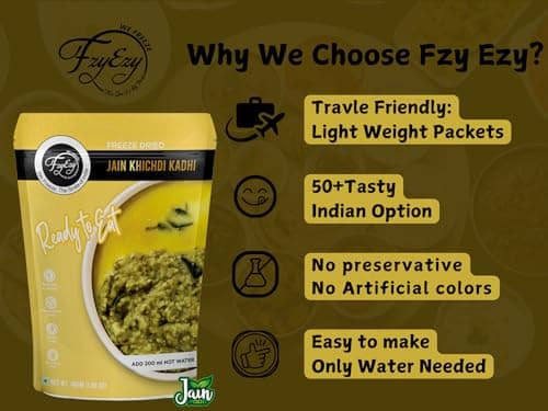 FzyEzy Freeze-Dried Jain Kadhi Khichdi | Instant Ready-to-Eat Meal | Pure Vegetarian | No Onion, No Garlic | Gluten-Free & Preservative-Free | Just Add Hot Water (48g) — image 7
