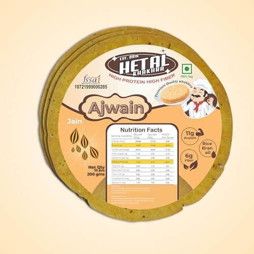 Ajwain Khakhra | JAIN | Crispy | Ready To Eat | High Protein High Fiber| No Palm Oil | 200g Vacuum Pack Of 2 — image 3