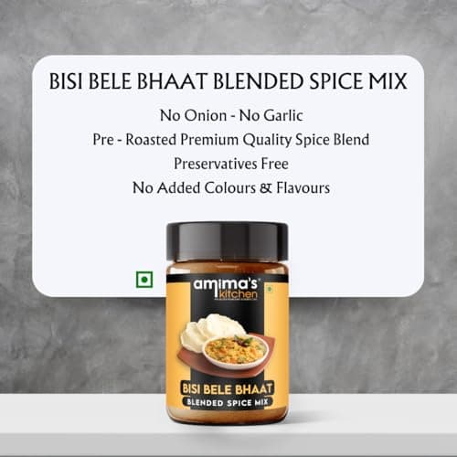 Amima's Kitchen Combo Of Bisi Bele Bhaat + Chettinad Rasam Jain Spice Mix (No Onion No Garlic) – 100 Grams (Pack of 2) | Blended Spice Mix | For Healthy and Delicious Cooking | No Synthetic Flavour & Color | Ready Masala Powder — image 4
