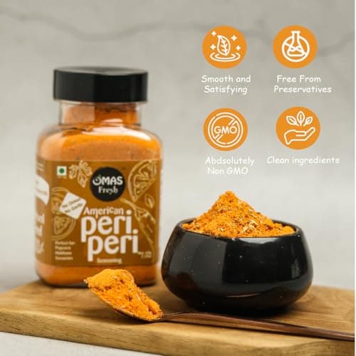 Omas Fresh Jain American Peri Peri Seasoning | No Onion, No Garlic Peri Peri Seasoning Best for Makhana, Pop-Corn, Savouries (65g) — image 5
