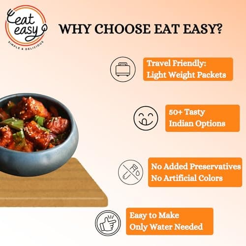 Eat Easy Ready to Eat Jain Paneer Chilli- 95gm (Pack of 2) | Freeze Dried Instant Indo-Chinese Meal | Just Add Hot Water | No Onion No Garlic | Made with Paneer, Capsicum & Jain Schezwan Seasoning — image 5