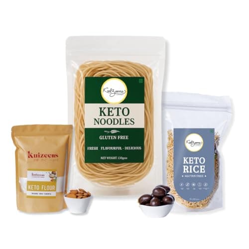 Millet Me by Kuizeens Keto Hamper - 450g | Keto Flour 250g/Noodles 110g/Rice 100g/4 Pcs Chocolate |Extremely Low Carb Atta|Zero Added Sugar Keto Sweets|Jain | No Onion & Garlic