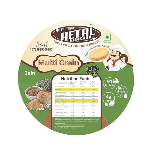 Malti Grain Khakhra JAIN | Gluten Free | Crispy| Ready To Eat | High Protein High Fiber| No Palm Oil | 200g Vacuum Pack Of 2 — image 6