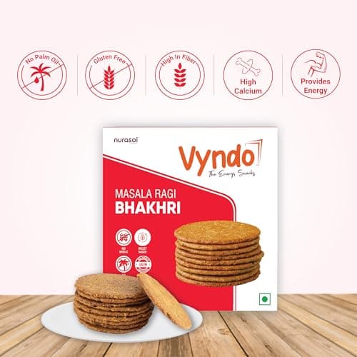 Vyndo All Bhakhri Combo – Pack of 5 (180g Each) | Millet Snacks, Gluten-Free, Healthy Energy Snack for Kids & Adults | Moong Bajra, Masala Ragi, Roasted Ragi, Farali, Jeera — image 4