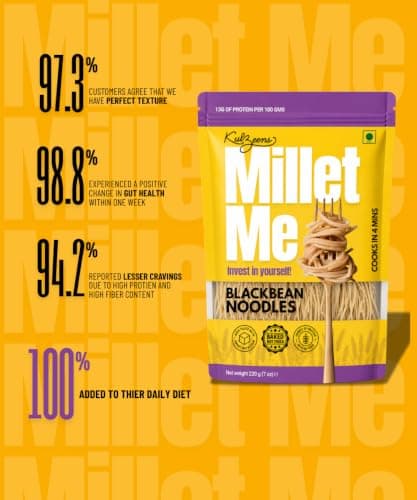 Millet Me by Kuizeens Black Bean Noodles - 110g | High-Protein & Fiber-Rich | Gluten-Free Delight | Easy-to-Make | No MSG | No Preservatives | Vegan & Wholesome | Jain | No Onion & Garlic — image 2