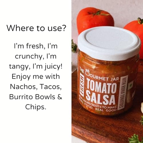The Gourmet Jar Fresh Tomato Salsa 190g| 100% Natural, No Preservatives, No Artificial Colors, No Artificial Flavours| Vegan| Keto-friendly| Mexican Salsa| Made with Real Tomatoes| Fresh, Herby, Tangy| Enjoy it with Nachos, Tacos, Burrito Bowls & Chips| Pack of 1 — image 6