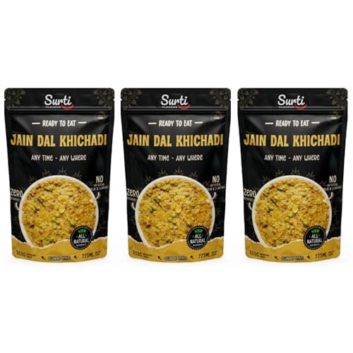 Surti Jain Dal Khichadi Ready To Eat 300g Gujarati Style Comfort Meal Instant Food Protein Rich No Artificial Colors Flavours Anytime Meal (Pack of 3)
