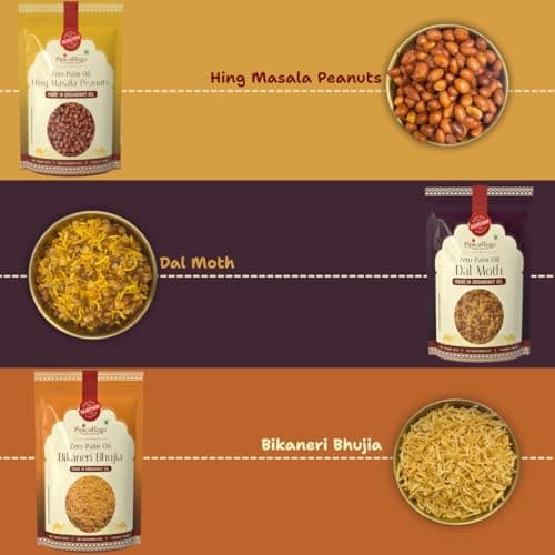 SpiceRaga | Bikaneri Bhujia, Dalmoth, Mix Namkeen, Hing Masala Peanuts, Bhajni Chi Chakli, Crunchy Sev (Pack of 6)| Made With Pure Groundnut Oil | No Palm Oil | No Trans Fat | Indian Snacks Combo | Total 920g | — image 4