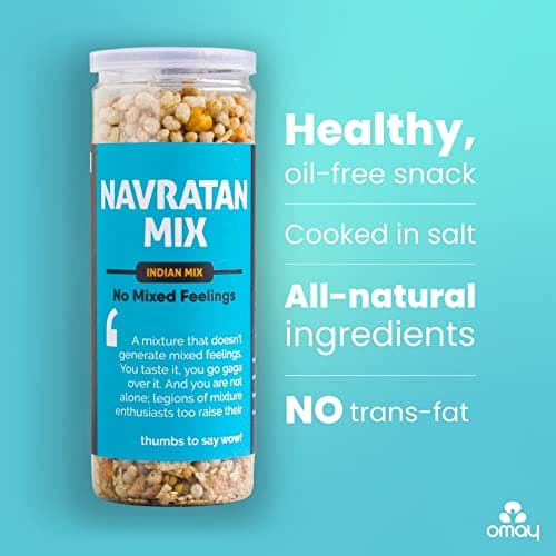 Omay Foods Navratan Mixture, 100g Jar (Pack of 4) | 9 Superfoods | Oil-Free, Roasted Not Fried | Chatpata Namkeen | Millets, Moong & Chickpea | Healthy Snack for Weight Loss | Tea Time Snack — image 2