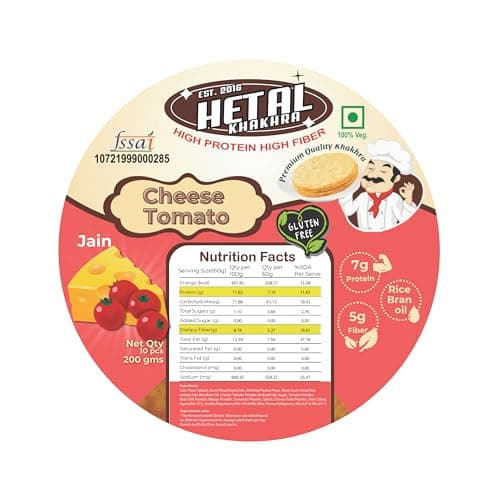 Hetal Khakhra Cheese-Tomato Flavoured, High Protein Jain Snacks, Gluten-Free, 200g — image 7