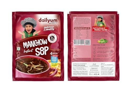 Dailyum Instant Manchow Soup 50g | No Onion No Garlic | Ready To Eat Instant Soup |100% Natural | No MSG | Gluten-free | Serves 4 | Jain | Pack of 5 — image 3