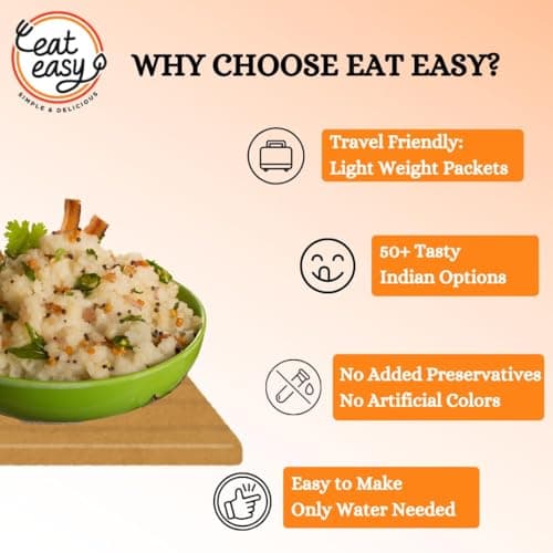 Eat Easy Quick Jain Breakfast Combo of 4-2 Poha 2 Upma, Just Add Hot Water — image 2