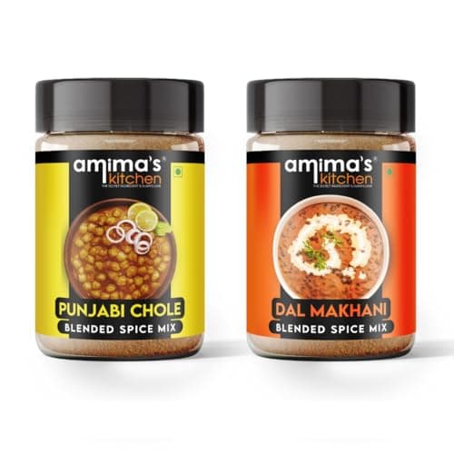 Amima's Kitchen Combo Of Punjabi Chhole + Dal Makhani Jain Spice Mix (No Onion No Garlic) – 100 Grams (Pack of 2) | Blended Spice Mix | For Healthy and Delicious Cooking | No Synthetic Flavour & Color | Ready Masala Powder