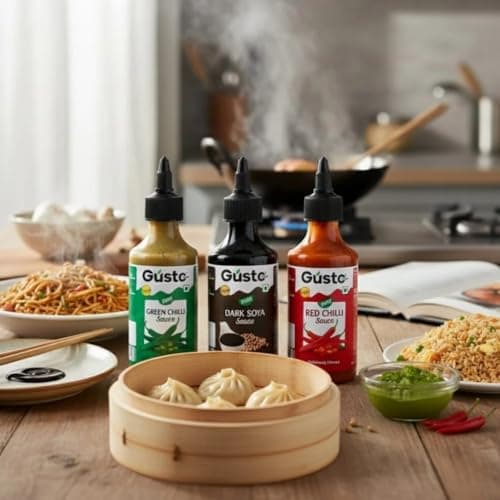 Gusto Foods Chinese Sauces Combo | Red Chilli 200gm + Green Chilli 190gm + Soya Sauce 210gm | Asian Sauces Combo | Ideal for Fried Rice, Noodles, Paneer & Vegetables | No chopping or Prep needed — image 4