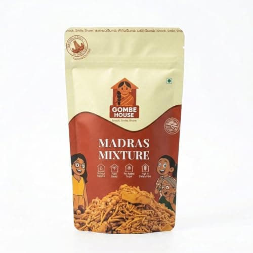 Gombe House Madras Mixture 120g Each (Pack of 3, 360g Total) Authentic South Indian Namkeen Crispy Crunchy Tea Time Snack No Palm Oil or Preservatives Vegan Homemade Style Savory — image 4