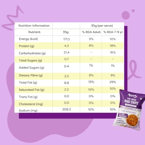 Troovy Masala Ragi Chips | Tasty & High Protein Snacks | 30% Of Protein Needs | No Palm Oil, Cholesterol or Trans Fats | 70g (Pack of 3) — image 2