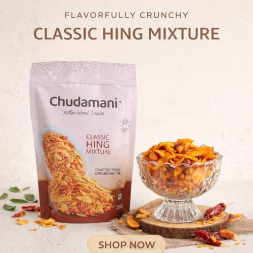 Chudamani Classic Hing Mixture, Kettlecooked Snacks, Traditional Handmade, Crunchy Hing-Flavoured Mixture, Healthy Indian Snacks, Palm Oil Free - 250gm — image 4
