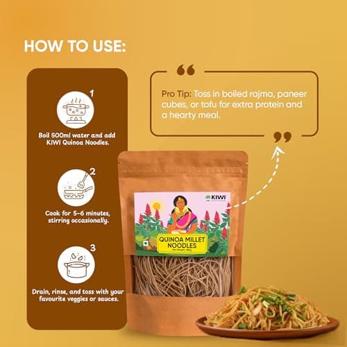 Kiwi Kisan Window Quinoa Millet Noodle, 180g | No Maida, No MSG | Instant Cooking | High Protein & Fibre | Wholesome & Tasty — image 5
