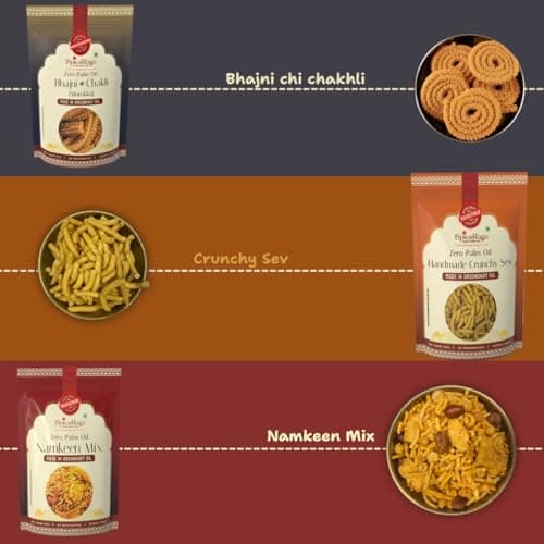 SpiceRaga | Bikaneri Bhujia, Dalmoth, Mix Namkeen, Hing Masala Peanuts, Bhajni Chi Chakli, Crunchy Sev (Pack of 6)| Made With Pure Groundnut Oil | No Palm Oil | No Trans Fat | Indian Snacks Combo | Total 920g | — image 3