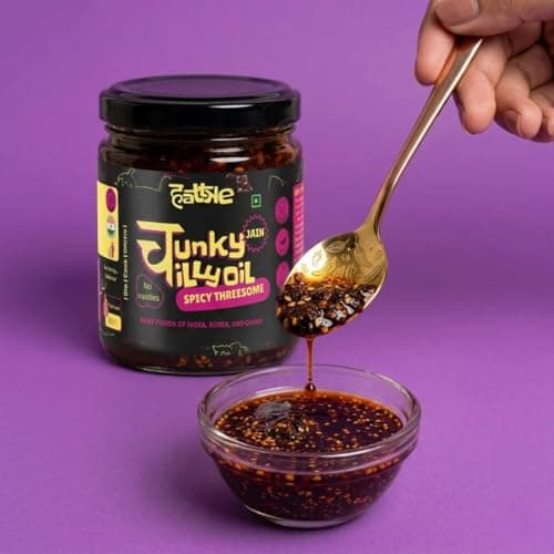 Spicy Threesome Chunky Chilli Oil (Jain) 80g – No Garlic No Onion | Indo-Chinese-Korean Fusion | Premium Spicy Oil — image 4