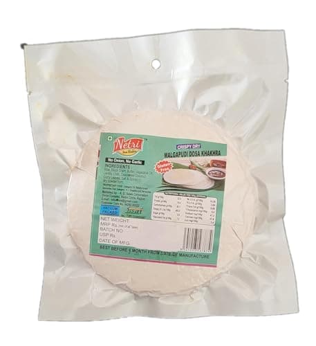 Netri No Onion No Garlic Flavors Dosa Khakhra - 50gram each, Pack of 7 | Ready to Eat Traditional Khakhra Snacks | Gluten Free Khakhra | Vacuum Packed Khakra Fresh Gujarati Snacks | Roasted Dosa Khakhra — image 6