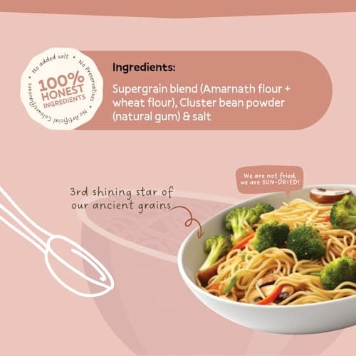 Amaranth Millet Noodles - Pack Of 2 (180gm each) | 100% Sun Dried, Non-Fried Vegan Noodles | High in Fibers, Minerals and Antioxidants | Lactose-Free, No Maida, No MSG, No Preservatives — image 4