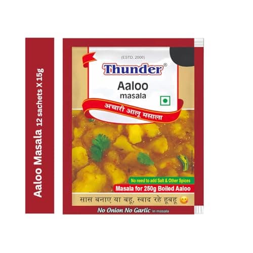 Thunder Aaloo Masala 10g Sachet, Complete Recipe Spice Mix For Achari Aloo/Dry Potato Sabzi, No Onion No Garlic, Balanced Spices, Pack of 12 — image 8