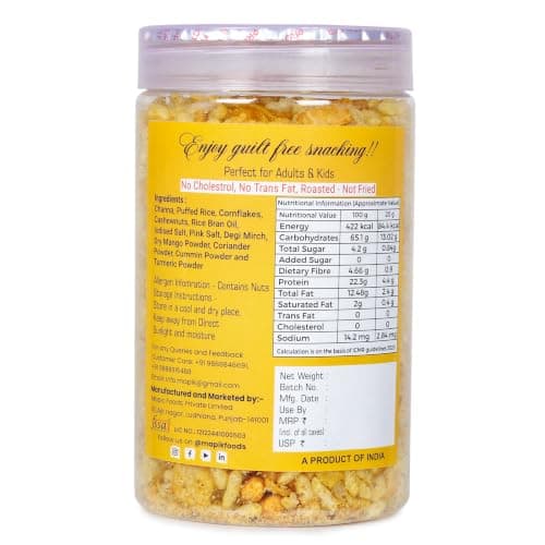 Mapik Roasted Namkeen Desi Masala for Family | Light & Crunchy Protein Snack | No Onion No Garlic | No Preservatives | Ideal for Weight Management | Cholesterol-Free | Perfect for Kids, Office & Tea Time Snack (150 gm each, Pack of 2) — image 2
