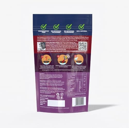 Bhojan Bazaar Instant Puneri Misal Masala Powder, Instant Recipe Mix, No Preservatives, No Added Colours & Flavors, High Protein & Fiber-Rich Food, Authentic Misal Pav Masala Taste, 70 gms, Pack of 2 — image 6