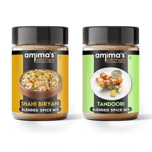 Amima's Kitchen Combo Of Veg. Biryani + Tandoori Jain Spice Mix (No Onion No Garlic) – 100 Grams (Pack of 2) | Blended Spice Mix | For Healthy and Delicious Cooking | No Synthetic Flavour & Color | Ready Masala Powder