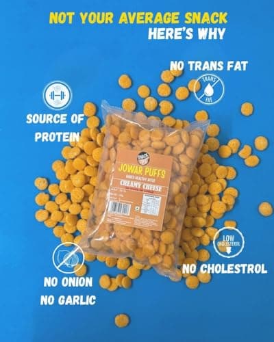 Snack First Baked Jowar Puffs Combo Of 3 Creamy Cheese, No Onion No Garlic, Jain, Puffed Jowar Puffs Healthy Snack, Diet-food, Low Calorie, Nutritious Snack, Healthy Namkeen, Each 100g, Pouch — image 2