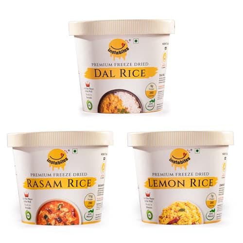 Instabites Ready To Eat Combo of Lemon Rice - Rasam Rice - Dal Rice, No Added Preservatives and Ready to Eat in Minutes - Pack of 3
