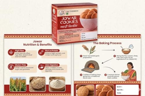 AGROMILETS Jwari Cookies 200g Pack of 3 | Jowar Biscuits | Baked Millet Snack | Grain Based Tea Time Food | Crisp Texture Cookies | Suitable for Regular Use | 3 x 200g Pack — image 4