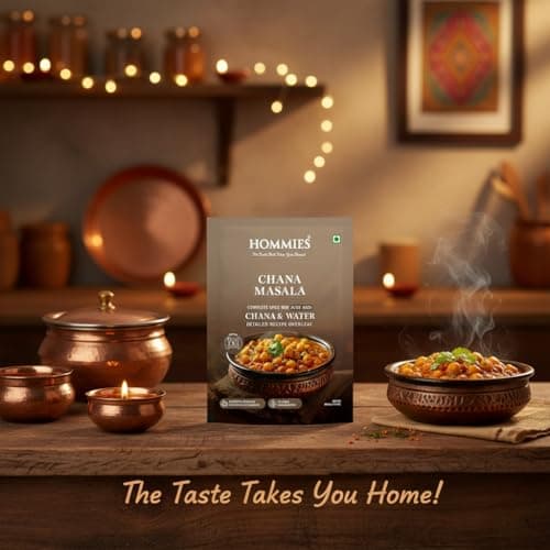 Hommies Chana Masala Spice Mix | Ready to Cook in 15 Mins | Authentic Chhole Curry Masala | Just Add Chickpeas & Water | Serves 4 | Made with Cashew Nuts | No Preservatives | Pack of 4 (200g, 50g Each) — image 3