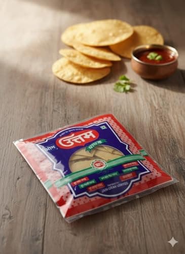 Om Uttam Papad Katran, Traditional Indian Crispy Snack Chips, Moong Flour Based, 1kg — image 3