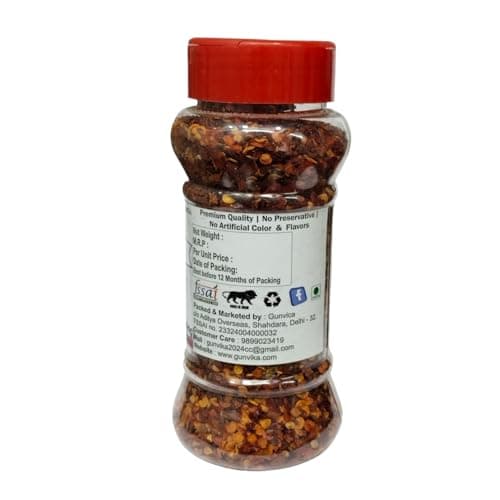 Gunvika Red Chilli Flakes | Ideal Seasoning For Pizza, Pasta and Garlic Bread | Sprinkler Jar | No Artificial Flavours and Colours| Vegan | Aromatic - 50 Gm — image 3