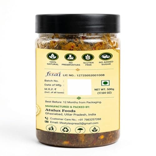 ATULUX Lime Pickle, 500 Grams, Traditional Nimbu Achar, Spicy Tangy Homemade Style, Oil Free, No Onion No Garlic — image 7