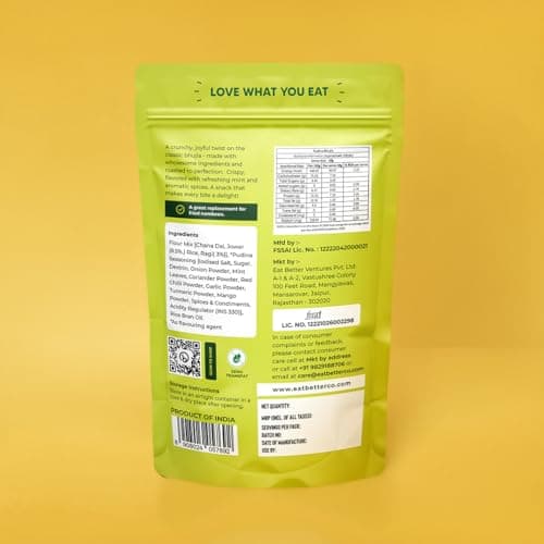 Eat Better Co - Millet Bhujia Pudina Masti Chatpata, Healthy Namkeen Snacks – Roasted, Not Fried | No Palm Oil | Healthy Replacement of Chips and Fried Namkeens (100 gram pack) — image 3