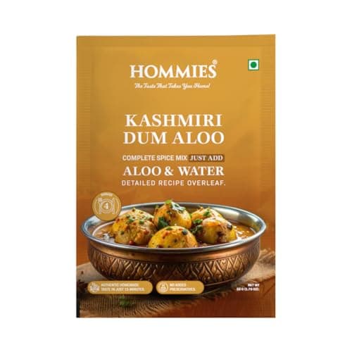 Hommies Kashmiri Dum Aloo Curry Spice Mix (Pack of 4) | Dum Aloo Masala | Ready to Cook in 15 Mins | Just Add Potatoes & Water | Serves 4 | No Preservatives | Spicy & Flavorful | 200 gm (50 gm each)