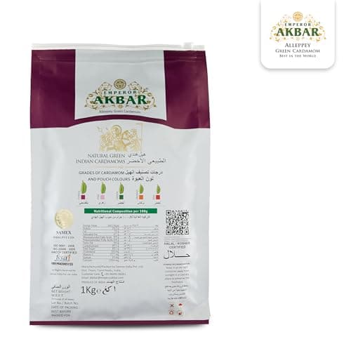 Emperor Akbar Alleppey Whole Green Cardamom 8mm | 1Kg | Long-Lasting Aroma | GI Tagged | Antioxidant-Rich Spice for Tea & Cooking | Premium Export Quality Elaichi | Kerala Cardamom | Pack of 1 — image 2