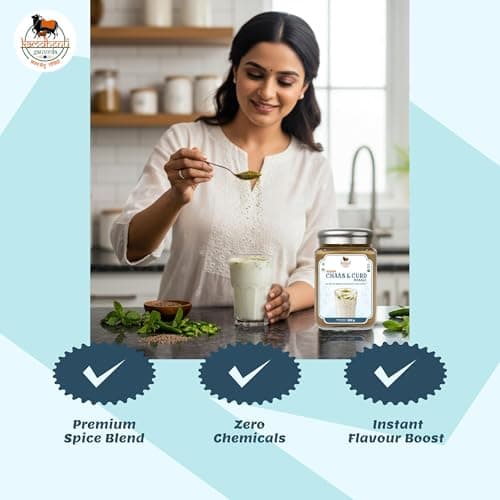 Kamdhenu Gauveda Buttermilk Masala 500g – 100% Natural Chaas & Curd Spice Mix | Traditional Digestive Blend | No Preservatives | FSSAI Certified | Packed in Organic Glass Bottle | Vegan Jain | 500g Chaas Masala | — image 4