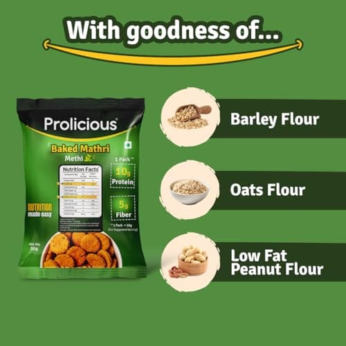 Prolicious Baked Methi Mathri | 10g Protein | Healthy | Ready to eat | Traditional Indian Savoury Snack | Ideal for weightloss | No Palm Oil, NO Transfat | 50g — image 6