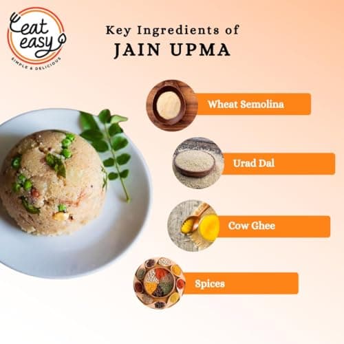 Eat Easy Quick Jain Breakfast Combo of 4-2 Poha 2 Upma, Just Add Hot Water — image 3