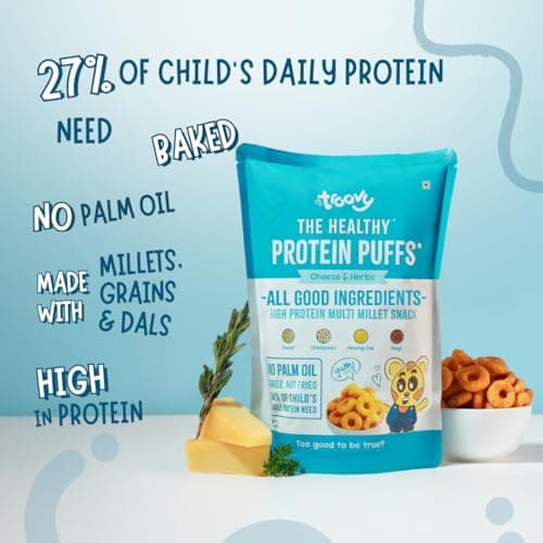Troovy Healthy High Protein Puffs | Cheese & Herbs Flavoured | No Palm Oil, Cholesterol or Trans Fats | Made with Multiple Millets, Grains and Dal (80g (Pack of 3)) — image 3