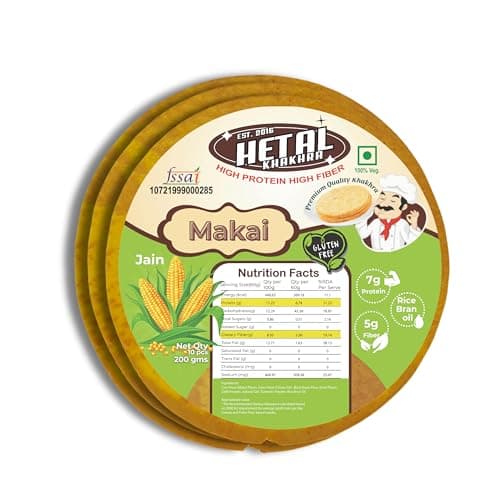 Makai Khakhra JAIN | Glutan Free | Crispy| Ready To Eat | High Protein High Fiber| No Palm Oil | 200g Vacuum Pack Of 2 — image 7