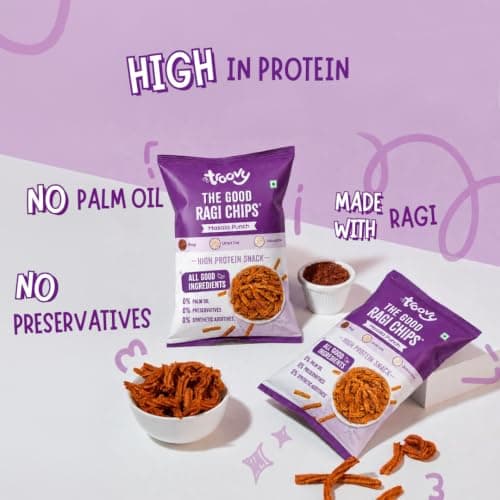 Troovy Masala Ragi Chips | Tasty & High Protein Snacks | 30% Of Protein Needs | No Palm Oil, Cholesterol or Trans Fats | 70g (Pack of 3) — image 4