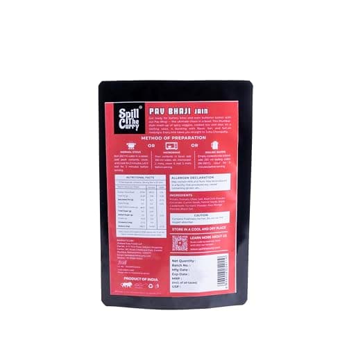 SPILL THE CURRY Mumbai Pav Bhaji Jain Ready to Eat | No Onion No Garlic | Authentic Street Food | Freeze Dried Instant Meal | Add Hot Water | Pure Ghee | Travel Friendly | Combo Pack of 5 (60g Each) — image 3